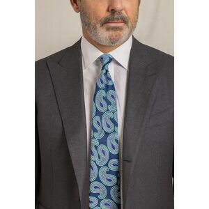 Turnbull & Asser Blue Green Paisley Neck Tie  Mens Size Medium